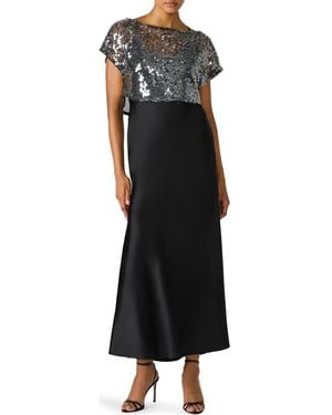 Steve Madden Myla Sequin Crop Top & Maxi Slipdress Set - Black