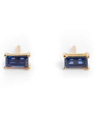 Local Eclectic Baguette Cut Birthstone Stud Earrings - Blue