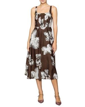 MELLODAY Floral Print Sleeveless Midi Dress - Multicolor