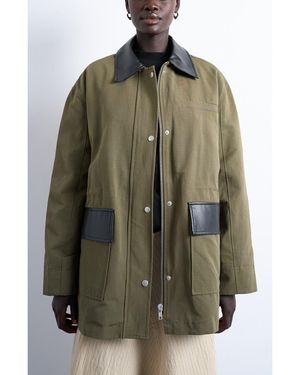 TOPSHOP Mixed Media Shacket - Green