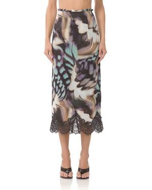 AFRM Ackley Lace Trim Midi Skirt - Blue