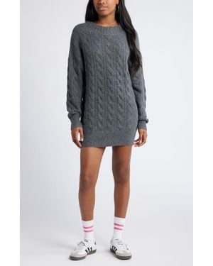 BP. Cable Long Sleeve Sweater Dress - Black