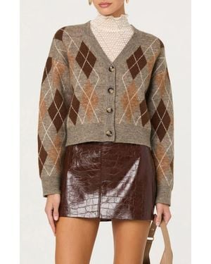 Astr Ashtyn Argyle Cardigan - Brown