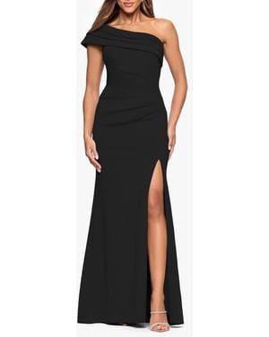 Xscape Evenings One-Shoulder Knit Gown - Black