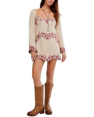 Free People Bali Marlene Floral Embroidered Minidress - Natural