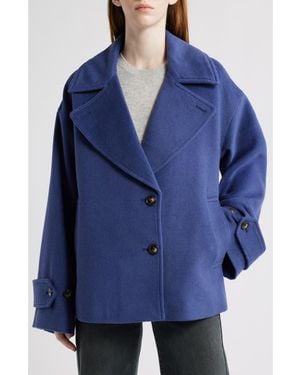 Bernardo Single Breasted Crop Coat - Blue