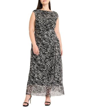 Maggy London Abstract Print Side Ruched Dress - Brown