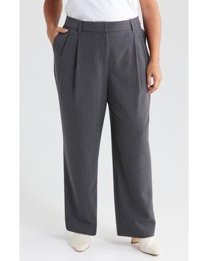 Wit & Wisdom Pinstripe Ultra Skyrise Pleated Wide Leg Pants - Gray