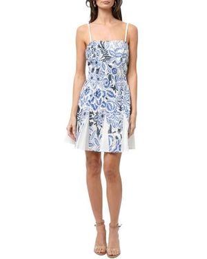 Adelyn Rae Bruan Embroidered Fit & Flare Minidress - Blue