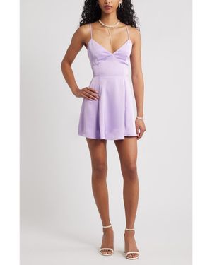 BP. Lace-Up Satin Minidress - Purple