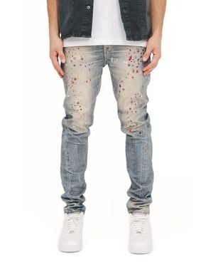 Purple Brand Cyanine Jewel Embellished Skinny Fit Stretch Jeans - Blue