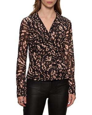 Sanctuary Mesh Button-Down Shirt - Black