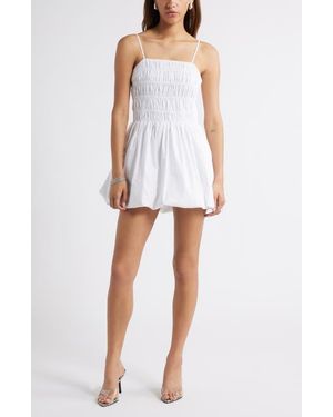 Open Edit Shirred Minidress - White