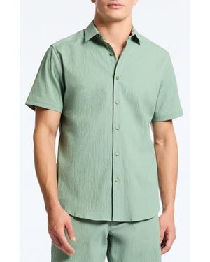Robert Graham Thresher Classic Fit Solid Short Sleeve Cotton Seersucker Button-Up Shirt - Green