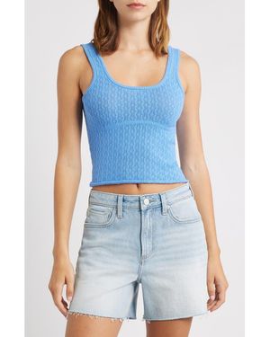 PacSun Keenan Pointelle Cotton Sweater Tank - Blue
