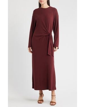 FRNCH Valeriane Long Sleeve Side Tie Dress - Red