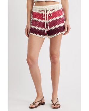 FARM Rio Colorful Crochet Tiles Shorts - Pink