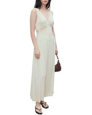 Mango Lace Trim Sleeveless Maxi Dress - Multicolor