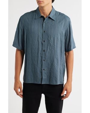Rag & Bone Dalton Plaid Short Sleeve Button-Up Shirt - Blue