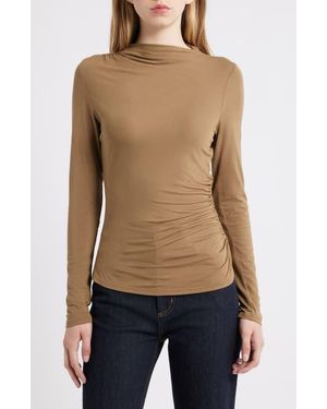 Rails Joelle Ruched Funnel Neck Top - Blue