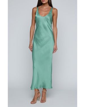 L'Agence Akiya Satin Tank Maxi Dress - Green