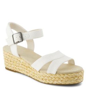 TOMS Audrey Ankle Strap Espadrille Platform Wedge Sandal - White