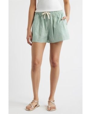 Bernardo Stripe Cotton Drawstring Shorts - Green