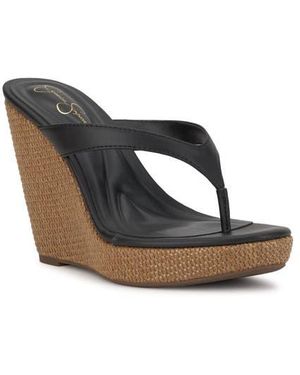 Jessica Simpson Jyseta Platform Wedge Flip Flop - Black