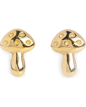 Local Eclectic Solid 9K Mushroom Stud Earrings - Metallic