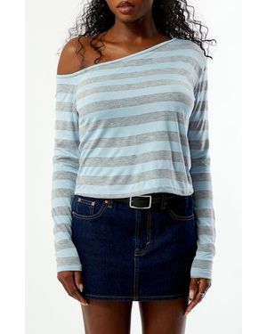 PacSun Olivia Stripe Off The Shoulder Top - Blue