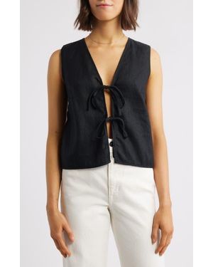 Rails Linen Tie Front Vest - Blue