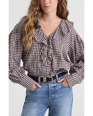 Madewell Ruffle Pintuck Long Sleeve Top - Gray