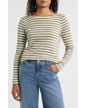 NIC+ZOE Stripe Cotton Blend T-Shirt - Blue