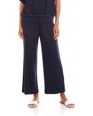 Karen Kane French Terry Crop Drawstring Pants - Blue
