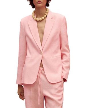 Mango Boreli Linen Blazer - Pink