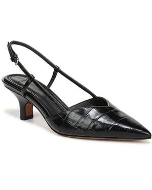 Vince Levvy Slingback Pointed Toe Kitten Heel Pump - Black