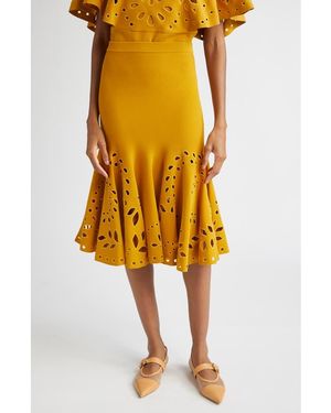 Ulla Johnson Fiorella Eyelet Detail Knit Skirt - Yellow