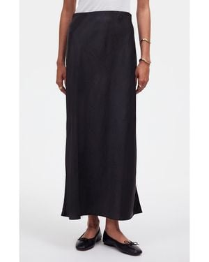 Madewell Satin Maxi Slip Skirt - Black