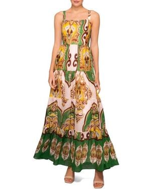 MELLODAY Tiered Maxi Dress - Green