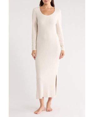 Barefoot Dreams Cozychic Ultra Lite Rib Scoop Neck Midi Dress - Natural