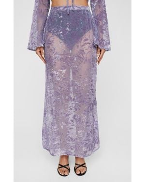 Nasty Gal Devoré Velvet Jacquard Maxi Skirt - Purple