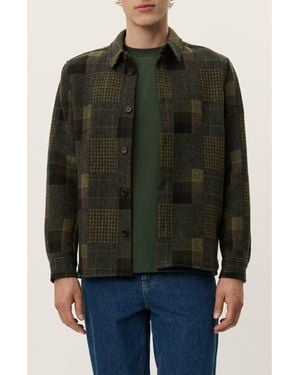 Les Deux Kody Patchwork Wool Overshirt - Black