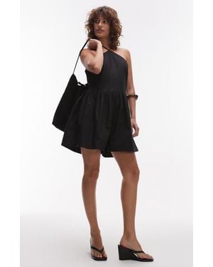 TOPSHOP Pintuck Sleeveless Romper - Black