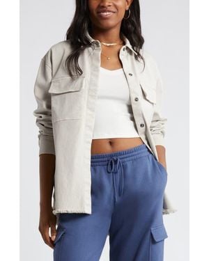 BP. Frayed Oversize Twill Workwear Shirt - White