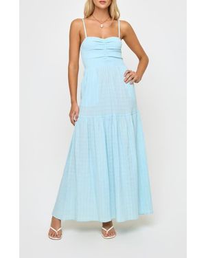 LSPACE Mallorca Smocked Cover-Up Maxi Dress - Blue