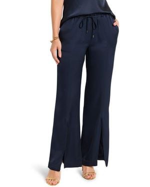 NIC+ZOE Social Edit Front Slit Satin Pants - Blue