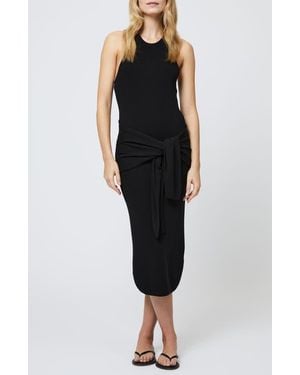 French Connection Cosysoft Tie Front Racerback Midi Dress - Black
