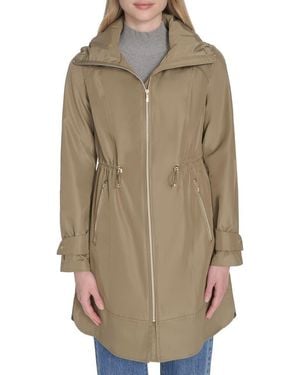 Cole Haan Travel Packable Hooded Rain Jacket - Natural