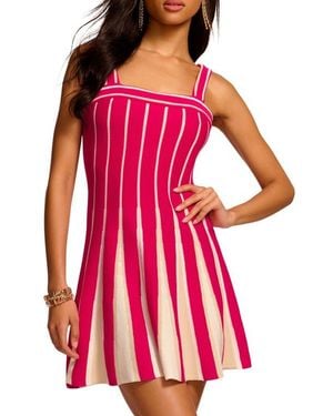 Ramy Brook Eloise Godet Pleat Cotton Mini Sweater Dress - Red