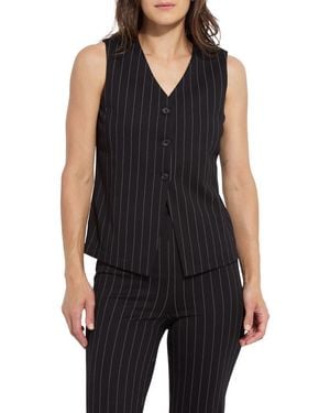 Lyssé Maria Pinstripe Ponte Vest - Black
